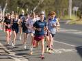 Andy Buchanan leads the Bendigo Bats on a training run through Spring Gully. Picture by Tyler O'Keefe