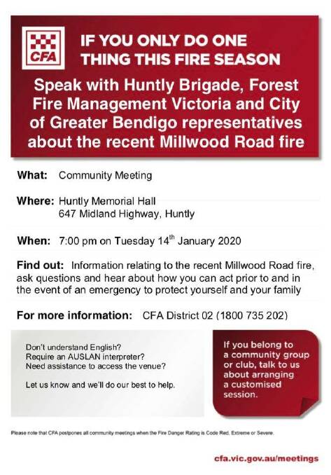 A virtual flier for this week's community meeting in Huntly.