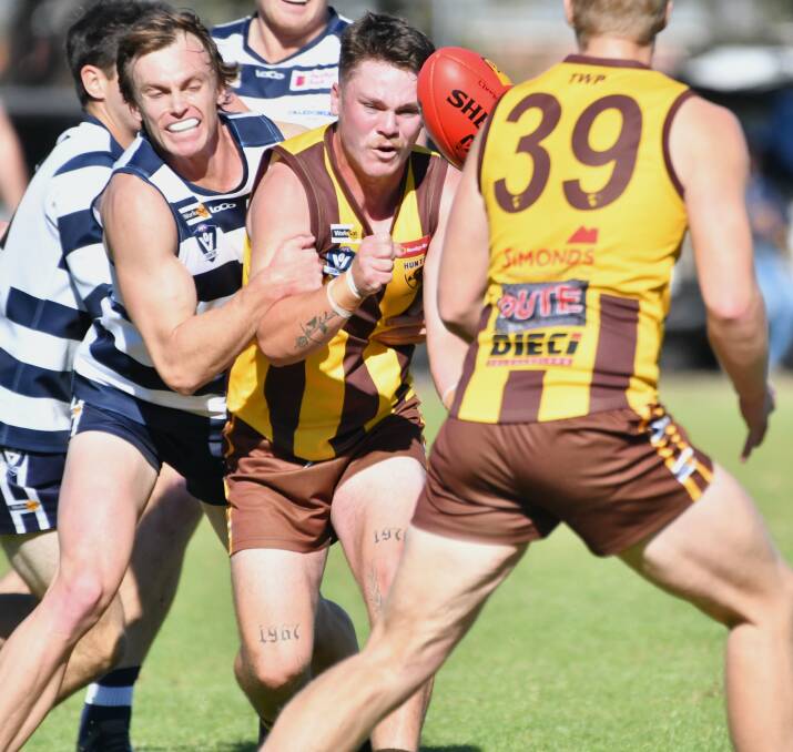 Huntly broke through for its first win of the HDFNL season against Lockington-Bamawm United by 34 points on Saturday. Picture by Adam Bourke