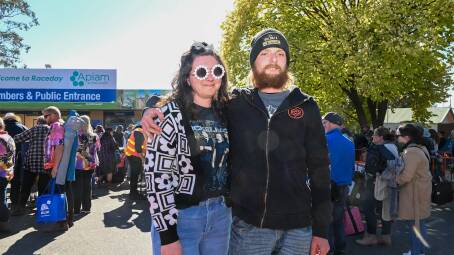 Brodie Ray and Chris Schulz wait to get into the Red Hot Summer Tour in Bendigo. Picture by Enzo Tomasiello