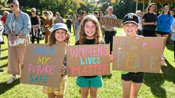Young participants at Sunday's 'No More' violence against women rally. Picture by Enzo Tomasiello