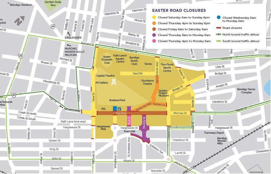The Bendigo Easter Festival means road closures are coming to the centre of town. Picture supplied