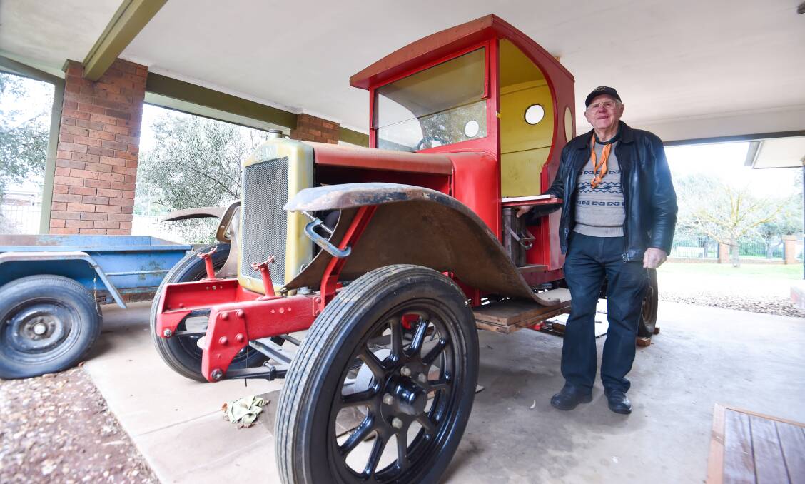 Graeme Sarjeant with the 1925 Bean truck which will form part of the Laurie Brown clearing auction on the weekend. Picture by DARREN HOWE