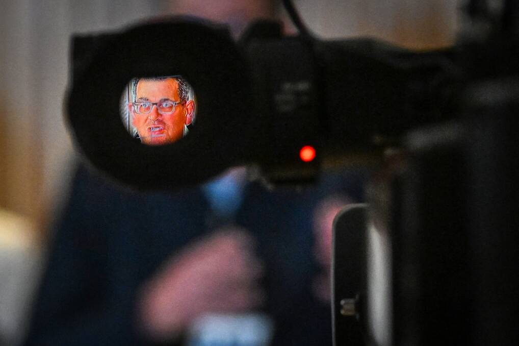 The Premier, seen through a camera viewfinder, on Wednesday. Picture by Darren Howe