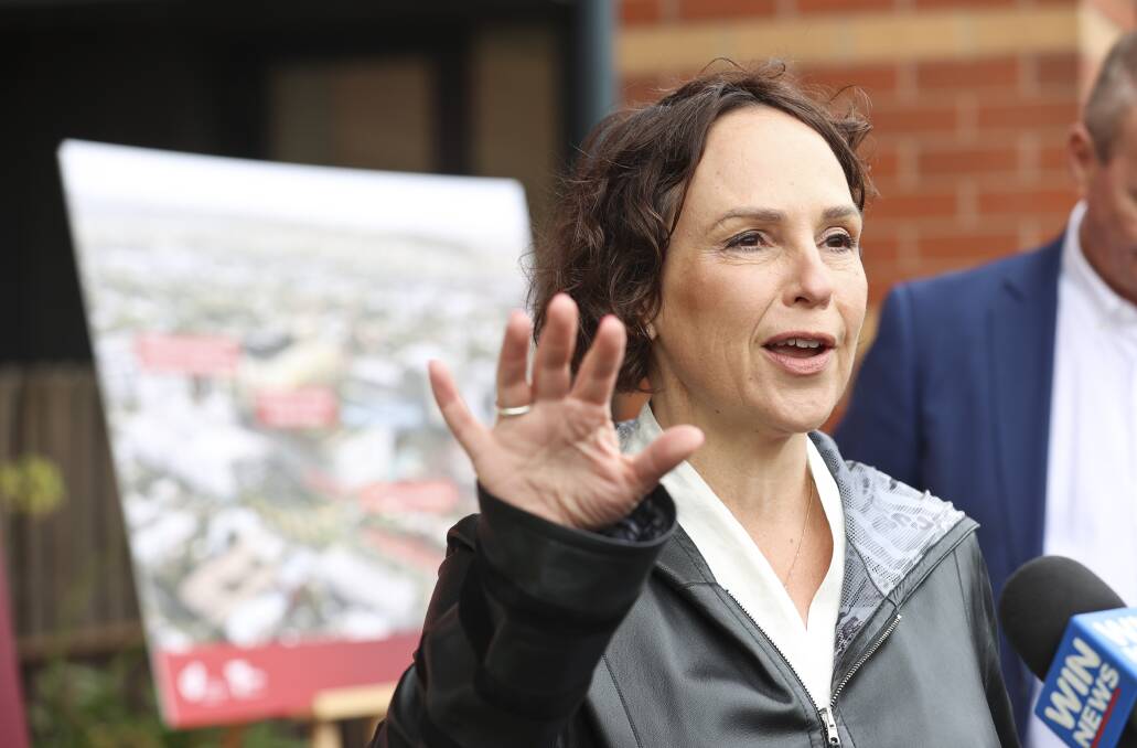 Jaala Pulford at the announcement of the Ballarat Base Hospital in April this year. Picture by Luke Hemer.