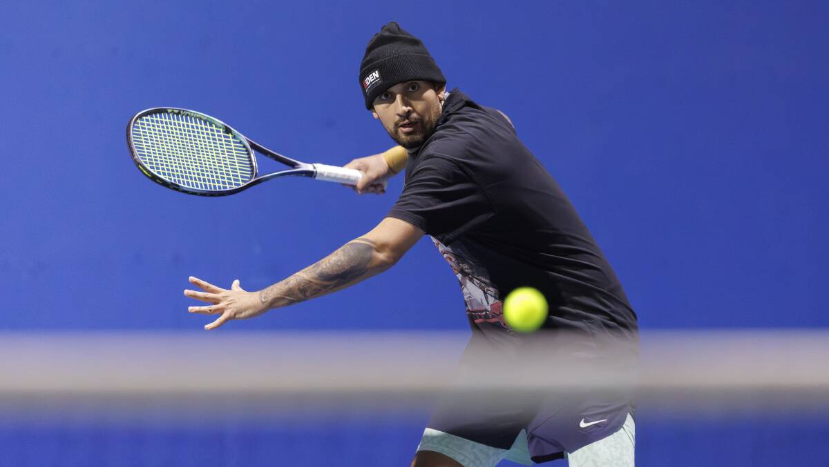 Nick Kyrgios is working on his forehands and backhands. Picture by Keegan Carroll