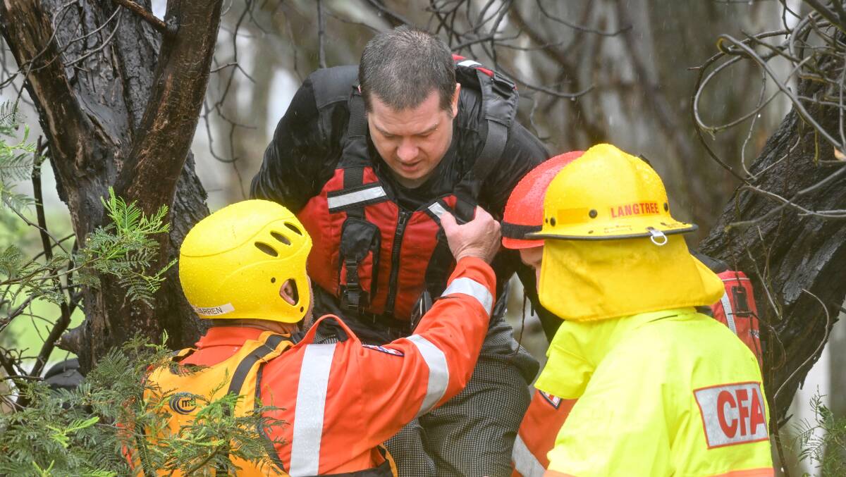 A man was rescued from Sheepwash Creek, Strathfieldsaye. Picture by Darren Howe.
