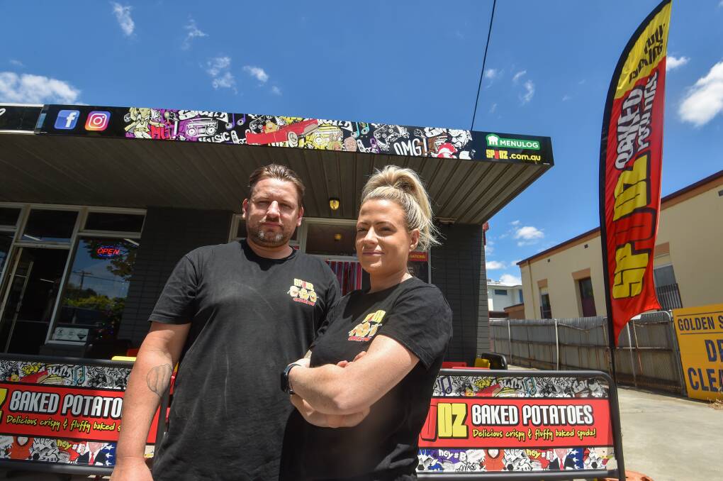 SPUDZ co-owners Danniel Burton and Amy O'Donnell said Menulog negatively impacted their store. Picture by Darren Howe