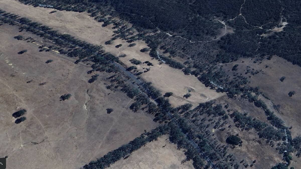 Emergency services are attending a vehicle accident at the Northern Highway between Heathcote and Tooborac. Image by Google Earth