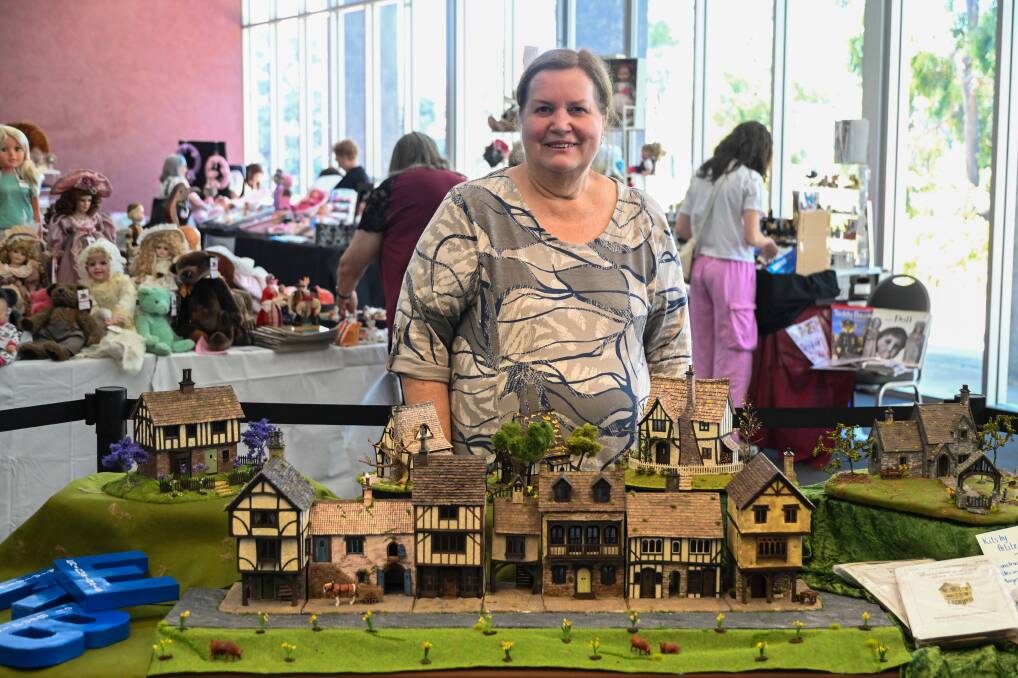 Valerie Truant with a miniature village she helped create. Picture by Enzo Tomasiello