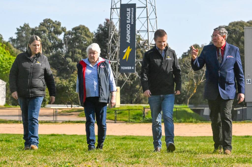 Trudi Jackson and Will Ettenhall from Agnico Eagle with Ian Furze and Sharron Stemmer from the Bendigo Agricultural Show Society. Picture by Darren Howe 