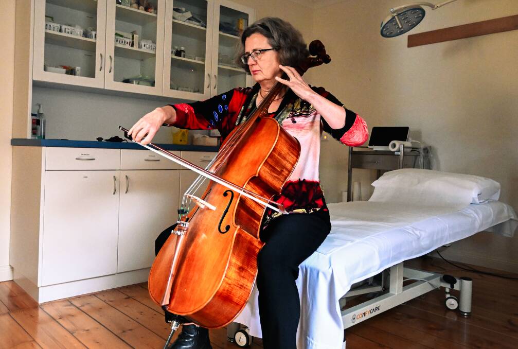 Surgeon and cellist Beth Penington returns to the stage for the Bendigo Symphony Orchestra after a 15-month hiatus due to a fractured wrist. Picture by Enzo Tomasiello 