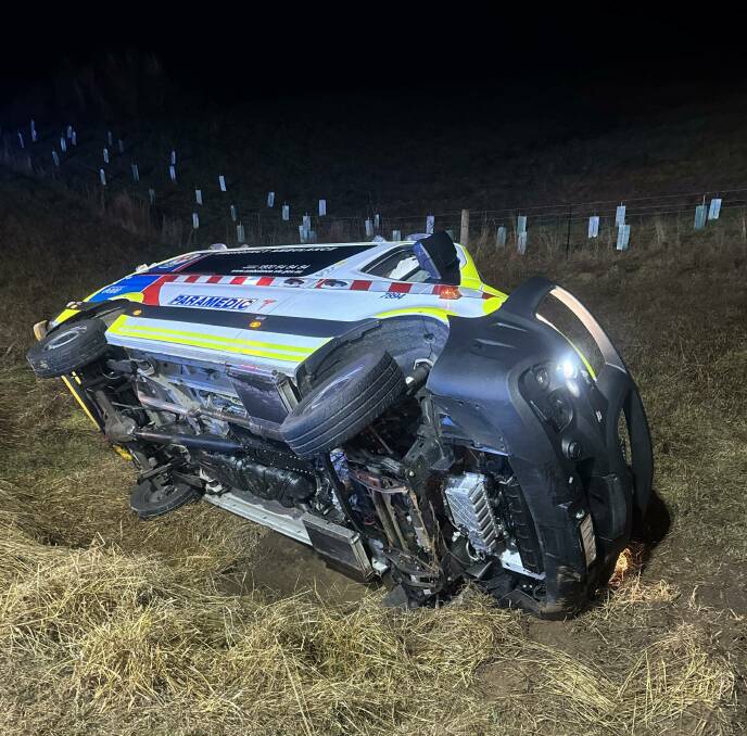The Victorian Ambulance Union says a fatigued paramedic's rollover in the early hours of Thursday, June 27, could have been far more serious. Picture supplied