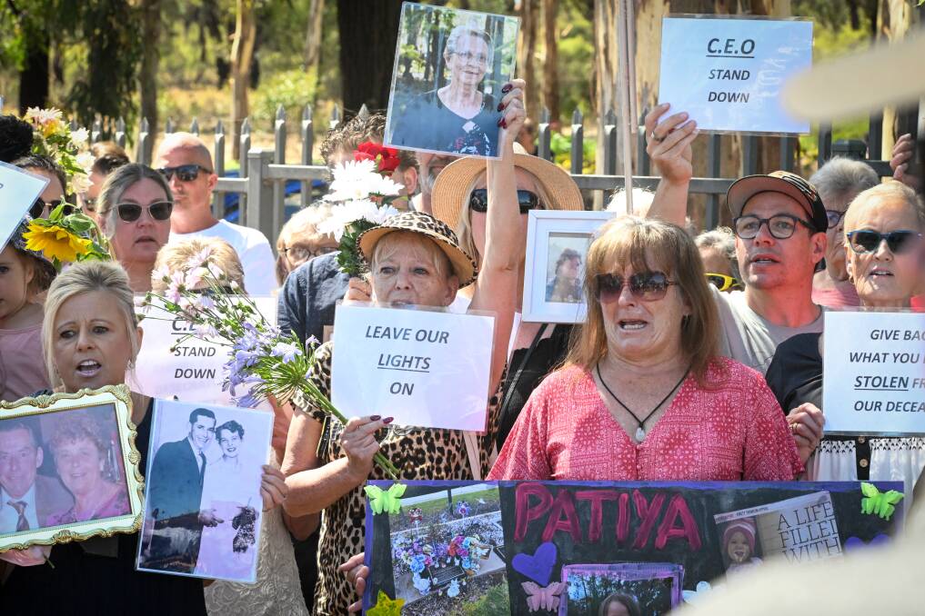 Loved ones of people buried at Eaglehawk Cemetery protested RPCV's implementation of its adornment policy in January. Picture by Darren Howe