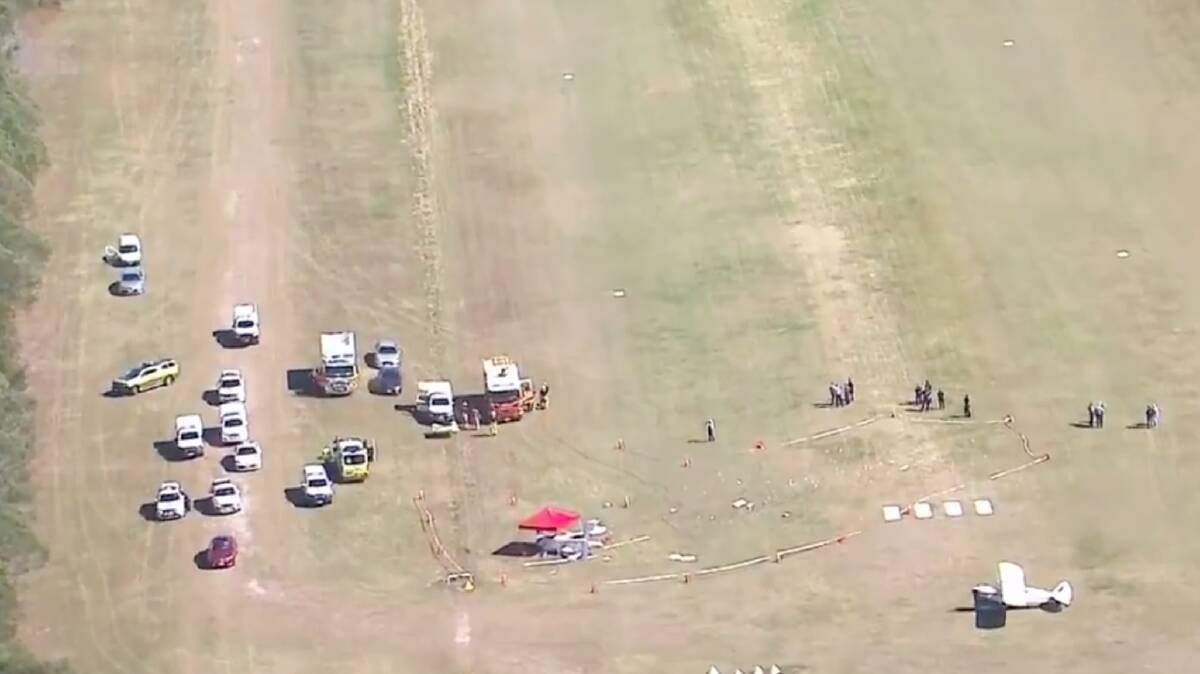 Emergency services at a Queensland airfield. Picture by 7NEWS Brisbane