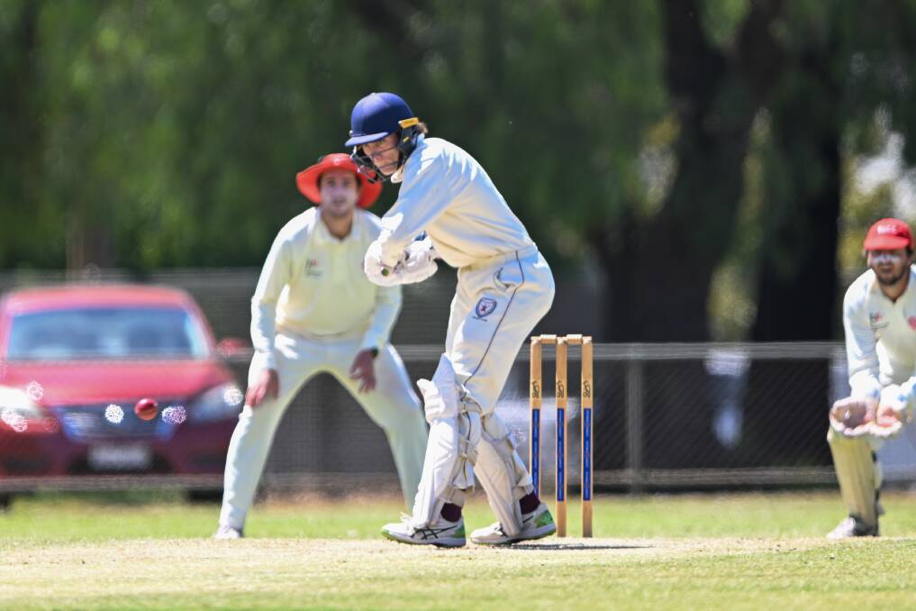 Sandhurst opening bat Thomas Starr in action on Saturday. Picture by Enzo Tomasiello