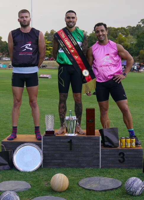 Men's Gift champion Kevin Brittain alongside second place Tim Rosen and third placed Kristerfer Kardakovski. Picture by jamesonsphotography