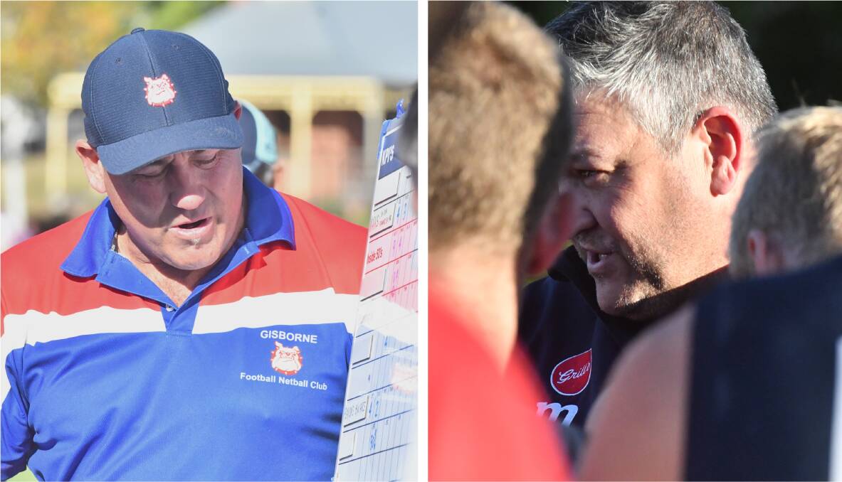 Gisborne coach Rob Waters (left) and Sandhurst co-coach Ashley Connick. 