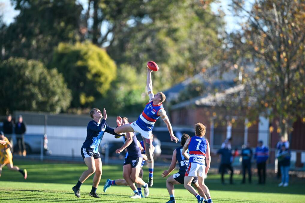 Jack Scanlon in the ruck against Eaglehawk. Picture by Enzo Tomasiello