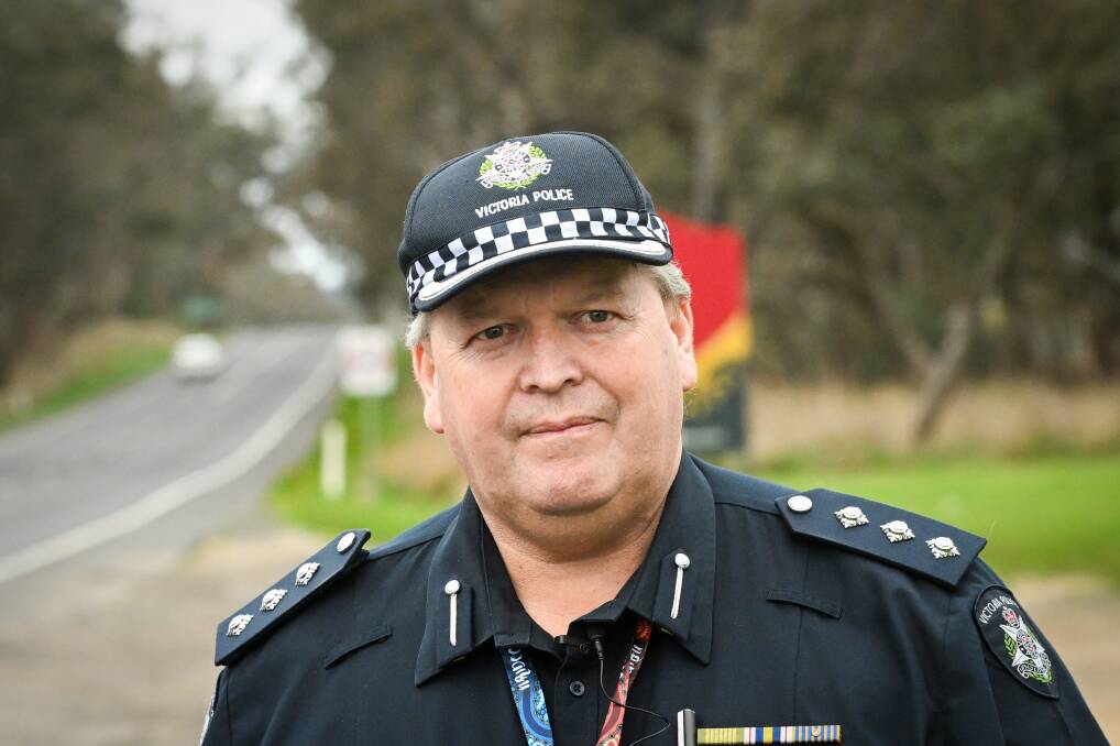 Inspector Michael Layton at the police line of a crash in Tooborac on Wednesday July 12. Picture by Darren Howe