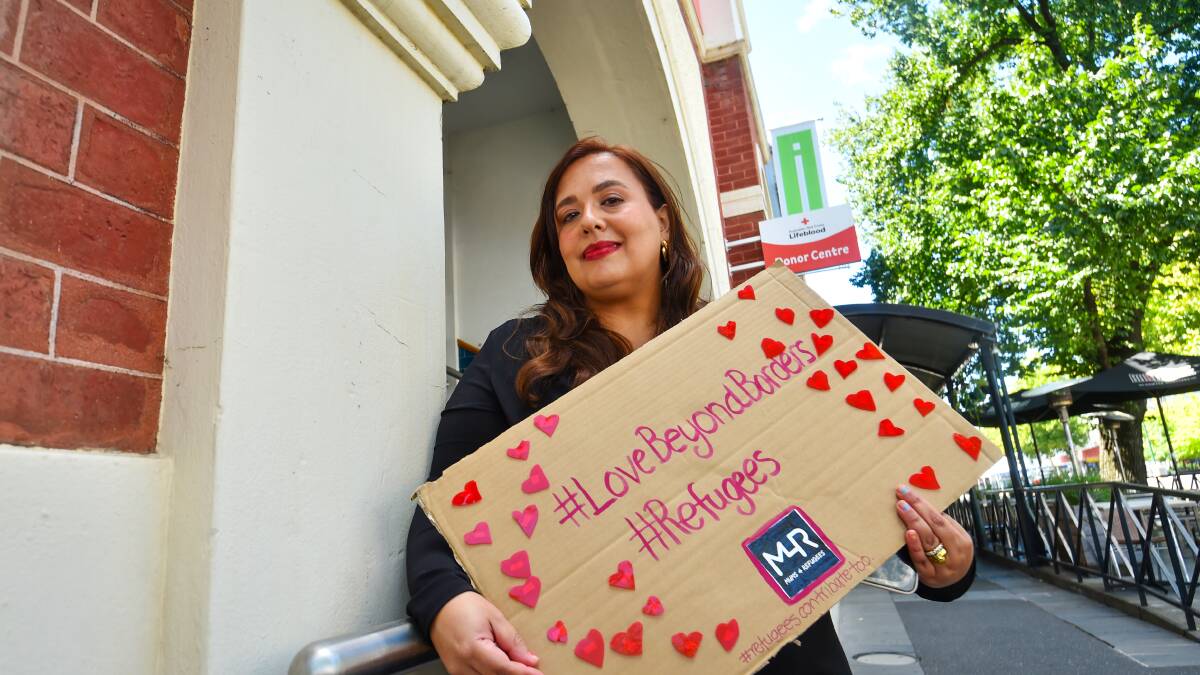 Mums 4 Refugees national convenor Dulce Munoz swapped roses for blood donations on Valentine's Day. Picture by Darren Howe