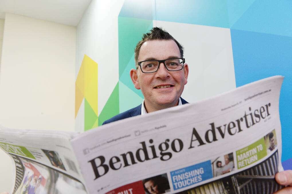 Daniel Andrews in The Bendigo Advertiser office in August 2017. Picture by Darren Howe.