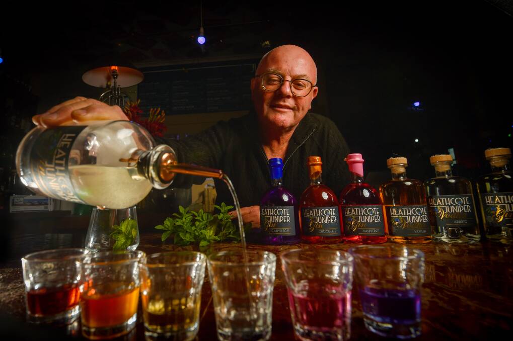 Adrian Harris with his line of Heathcote Juniper Gin, launching in line with Heathcote on Show. Picture by Darren Howe