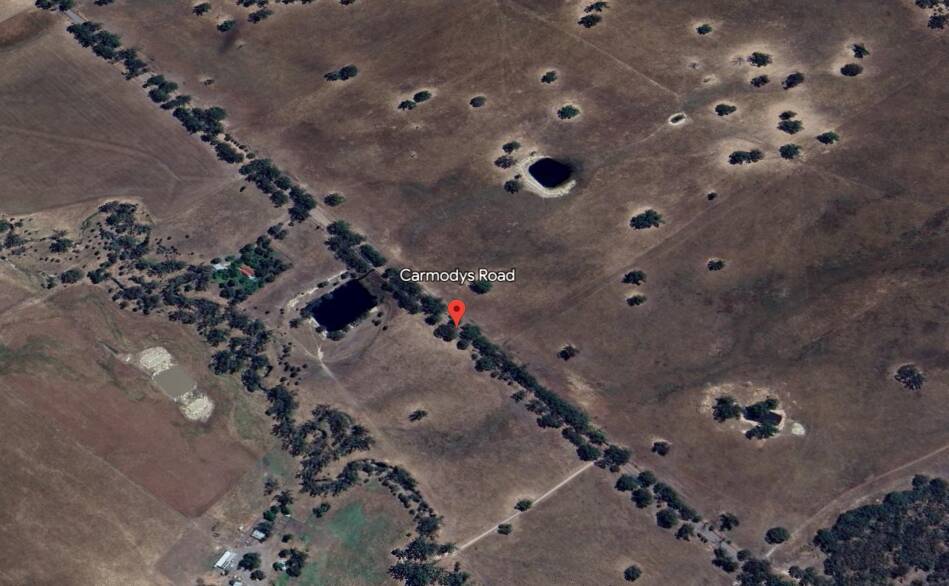 Carmodys Road, Locksley where police say a woman was killed in a single vehicle collision. Picture Google Earth