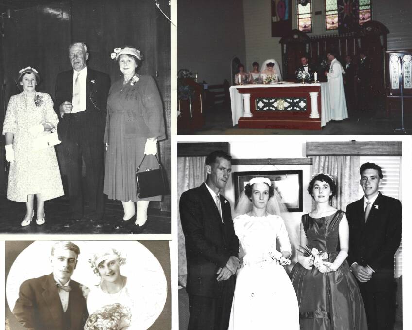 These are the mystery wedding photographs Bendigo resident Pauline is trying to return to the rightful families. Pictures supplied

