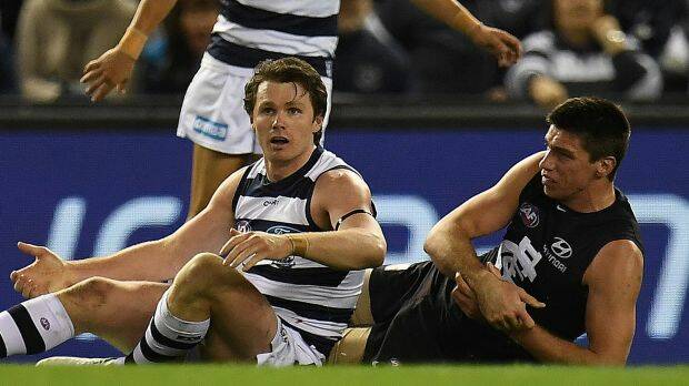 Dangerfield said he thought Kreuzer still had the ball. Photo: AAP