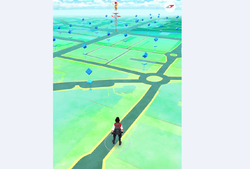 The Pokemon Go map, as seen from the Bendigo Advertiser office on Williamson Street. The entire city has been mapped to create a virtual Pokemon world.