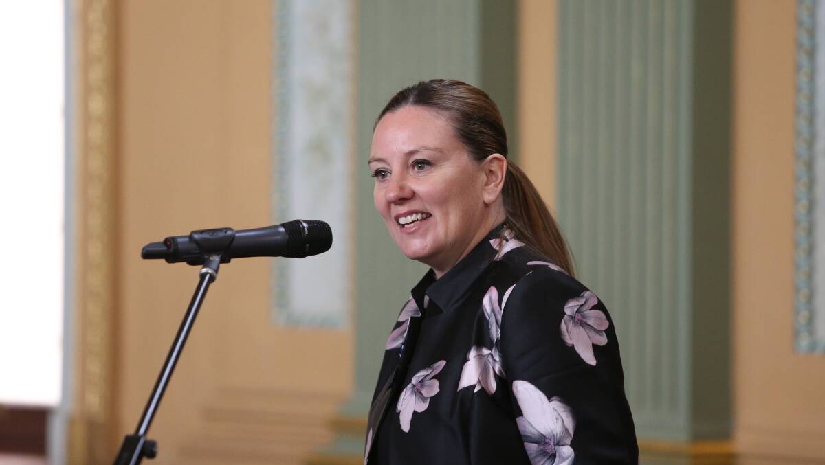Victoria Police Legacy chair, Commander Lauren Callaway addresses the National Police Remembrance Day service in Bendigo. Picture: GLENN DANIELS