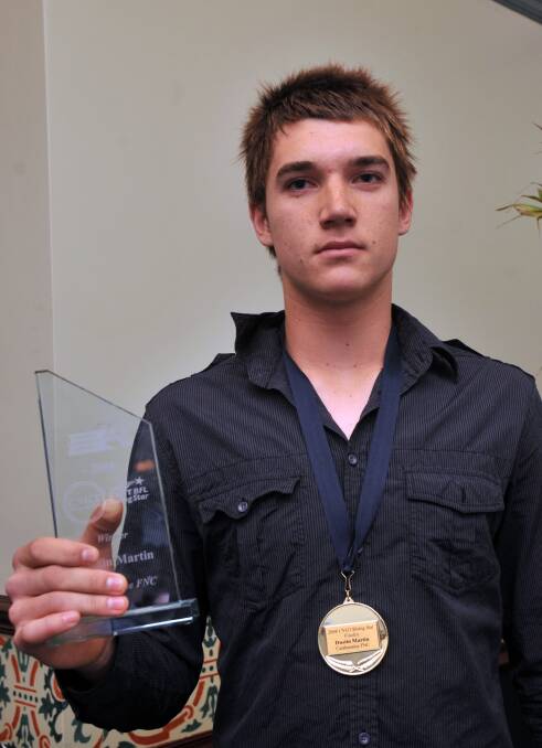 Dustin Martin after winning the BFNL Rising Star in 2008.