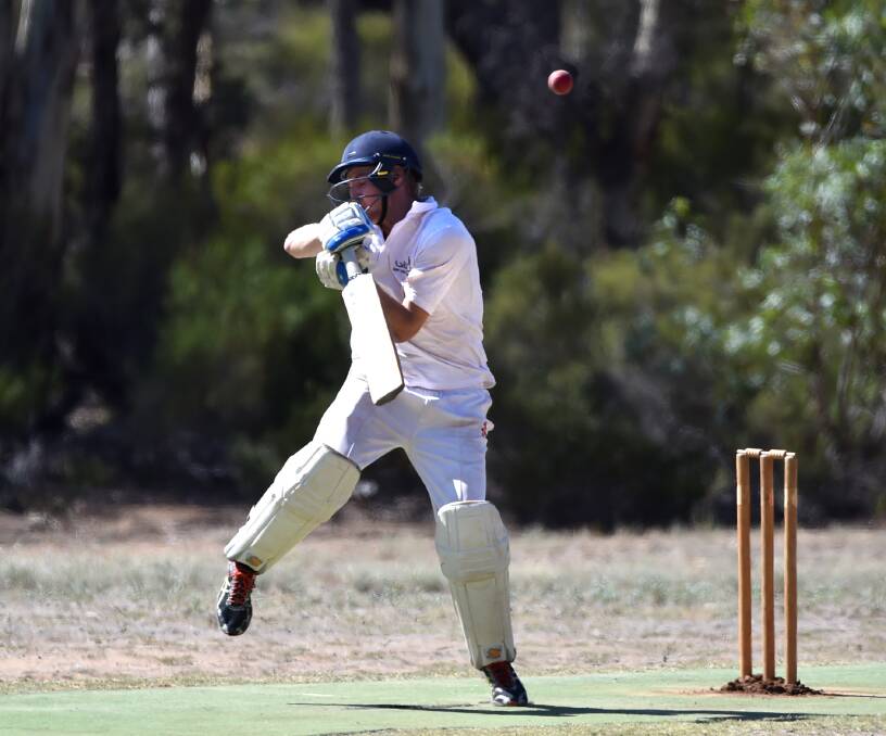 SHORT OF A LENGTH: Wedderburn opener Brad Holt takes evasive action in the weekend's semi-final against Kingower. Holt made 26. Pictures: GLENN DANIELS