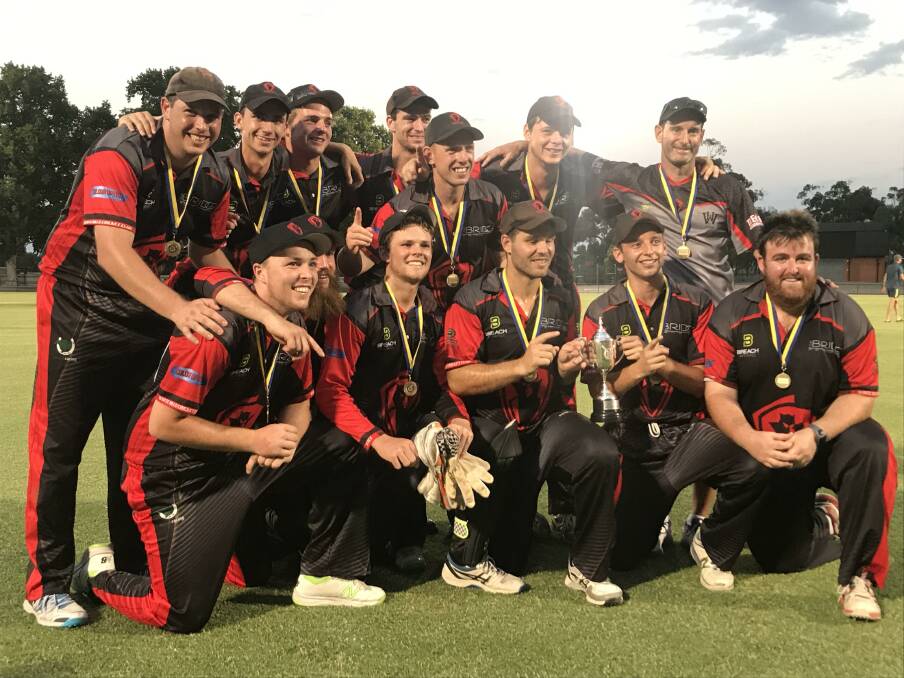 ONE-DAY CHAMPIONS: White Hills players after defeating Golden Square by 38 runs to win the Keck-Findlay Shield. Picture: LUKE WEST