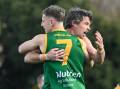 Colbinabbin's Nathan Basile (No.7) and Alex Van Ruiswyk. The Grasshoppers are of the form sides of the HDFNL with three rounds to play. Picture by Darren Howe