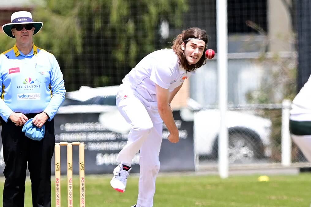 Strathdale-Maristians' bowler Jack Pysing. Picture by Brendan McCarthy
