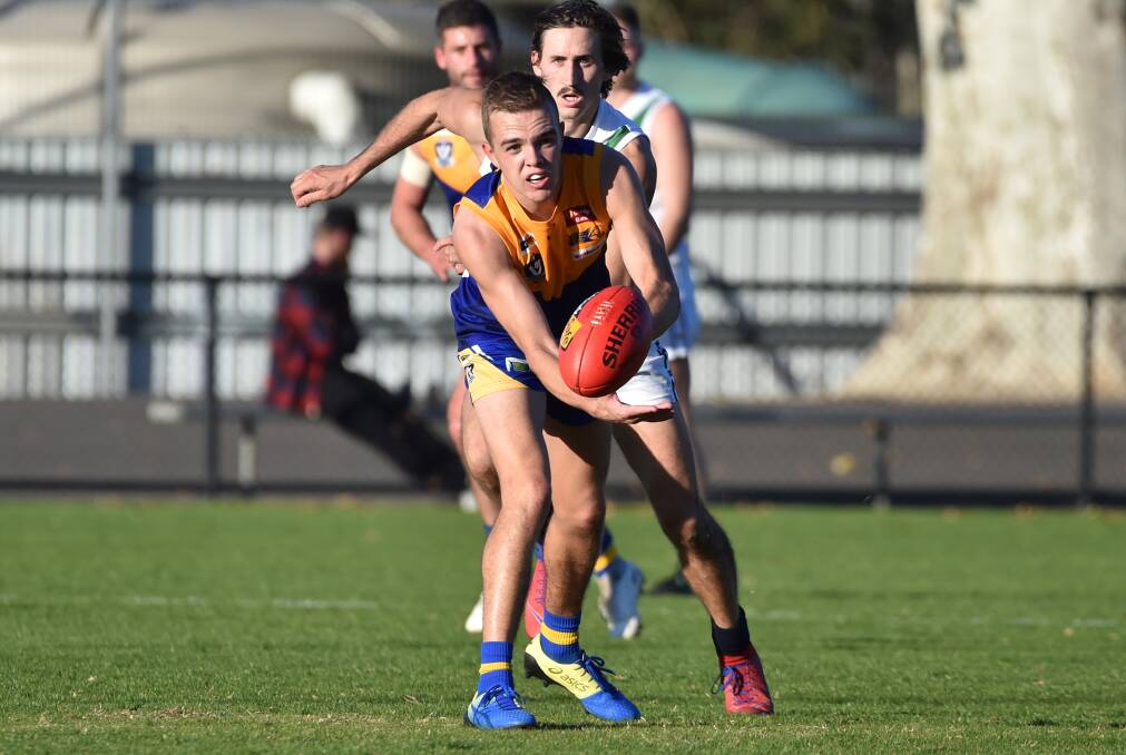 Jake Thrum representing the BFNL in its 2019 inter-league win over Outer East at the QEO when he was best on ground.
