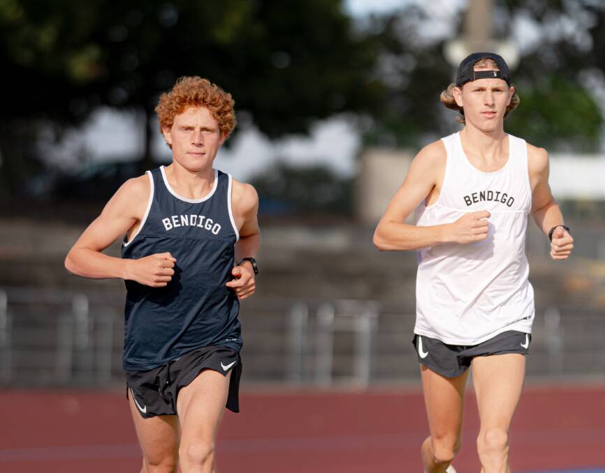 Jayden Padgham and Harrison Boyd are hoping to make Australia's team for world cross-country championships. Picture by AJ Taylor