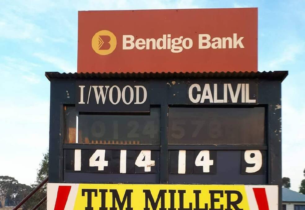 The scoreboard after Inglewood's win over Calivil United.