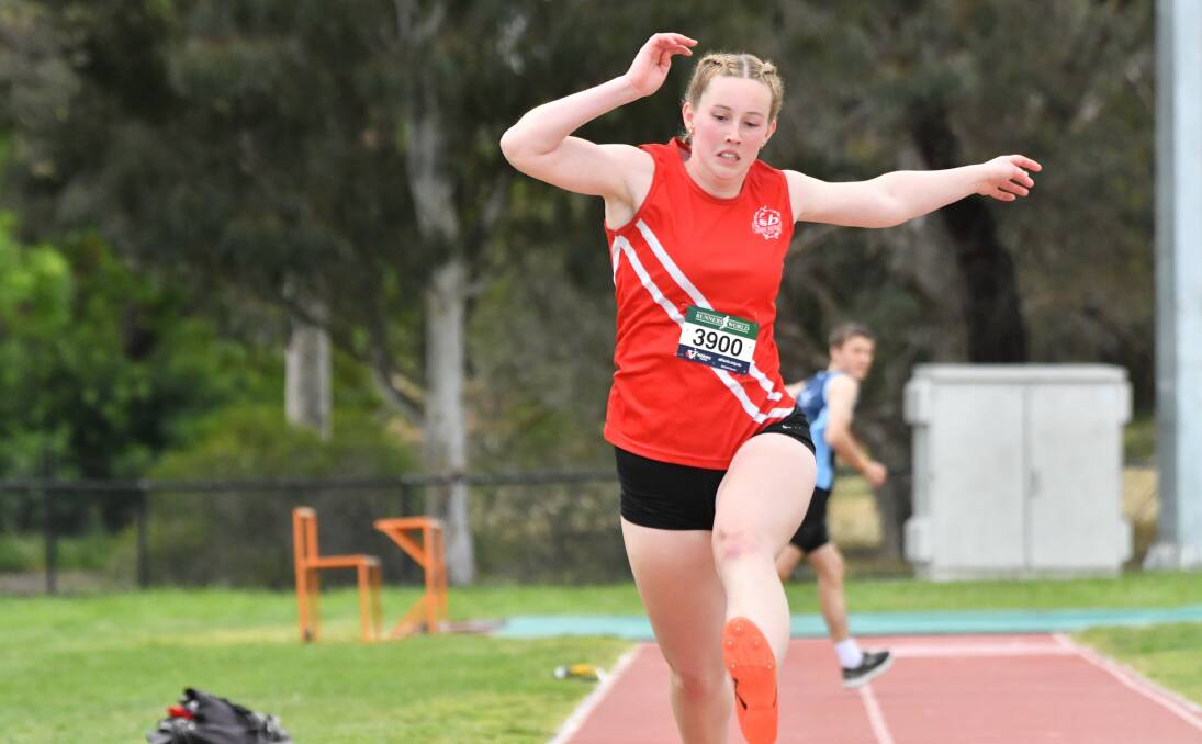 South Bendigo's Emma Orme in the triple jump on Saturday. Picture by Luke West