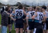 Maryborough co-coach Matt Johnston addresses the Magpies at quarter-time last Saturday against Sandhurst at the QEO. Picture by Luke West