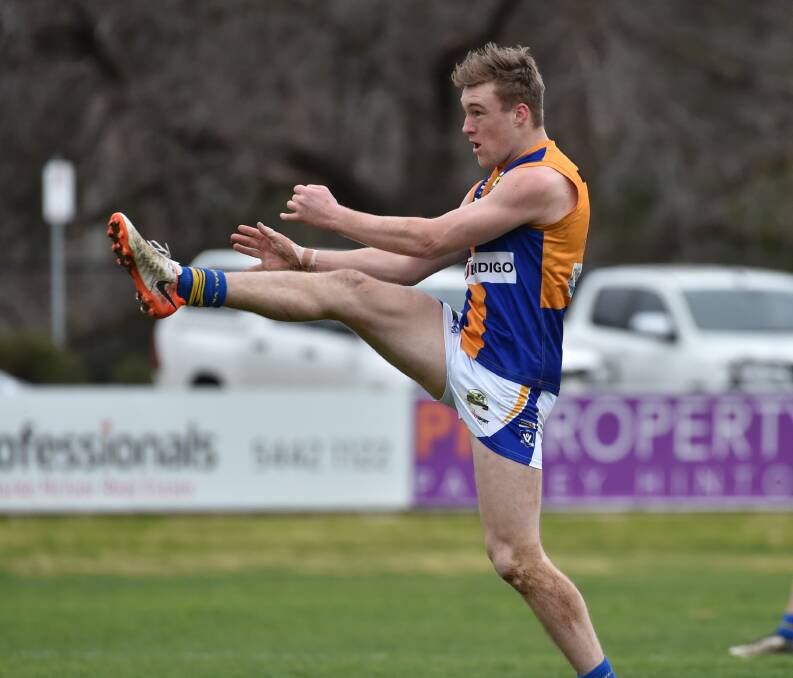 STRONG TARGET: Athletic forward Jayden Burke kicked four of Golden Square's six goals against Eaglehawk.