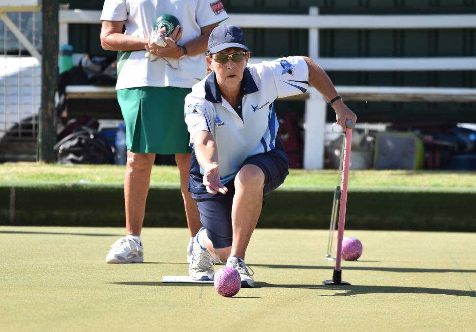 WELL BOWLED: Eaglehawk's Kaye Rowe plays a shot during Monday's preliminary final against Kangaroo Flat.