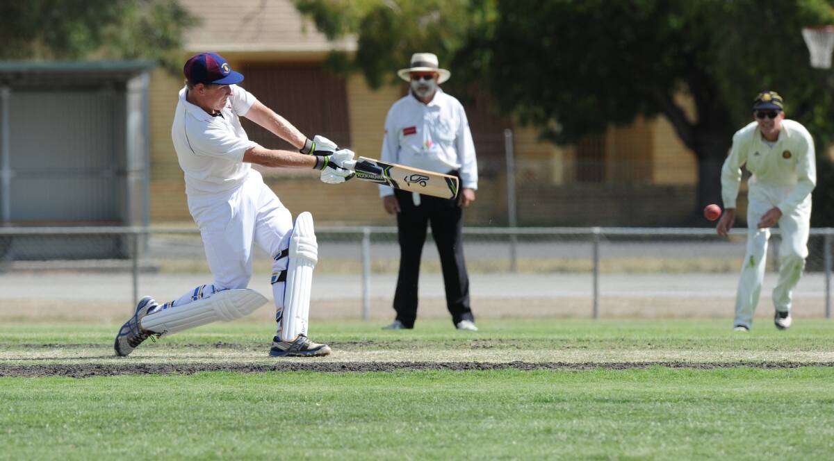 WHACK: Sandhurst's Taylor Beard hit nine boundaries during his knock of 56 against Bendigo. The Dragons finished at 7-214 off their 85 overs. Picture: NONI HYETT