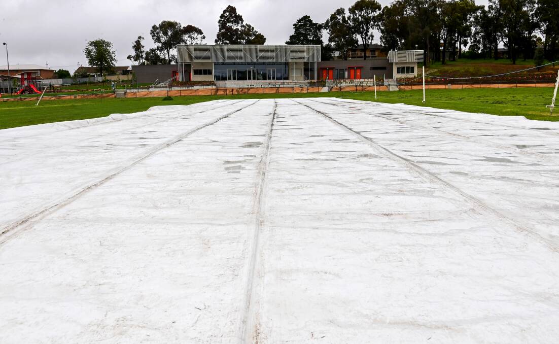 The covers were on Thursday at Bendigo United's Harry Trott Oval. Picture by Brendan McCarthy.