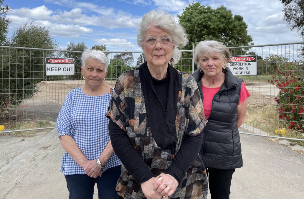 Former Eaglehawk mayors Jill Williams (left) and Willi Carney (centre) and real estate agent Maureen Hosking are worried about plans to build 120 public housing units in the heart of the borough. Picture by Tom O'Callaghan