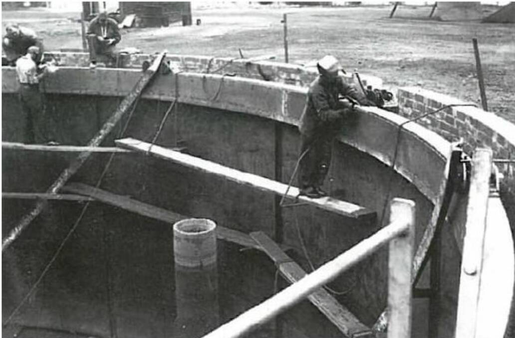 A worker helps reconstruct the outer wall of Gasholder No 2 in 1959. Picture is supplied.