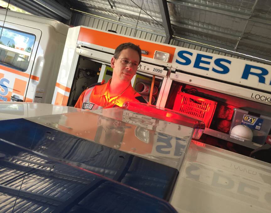 READY TO ROLL: SES unit officer Chris Stanway prepares for a call-out in the Bendigo area.