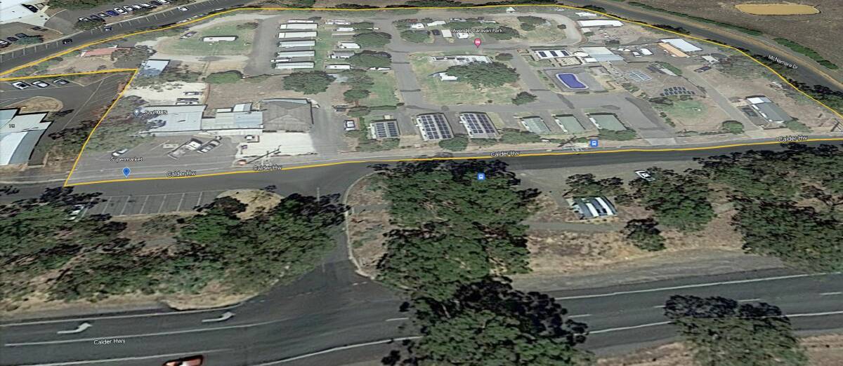 The supermarket site, as viewed from the Calder Highway. Picture courtesy of Google Earth.